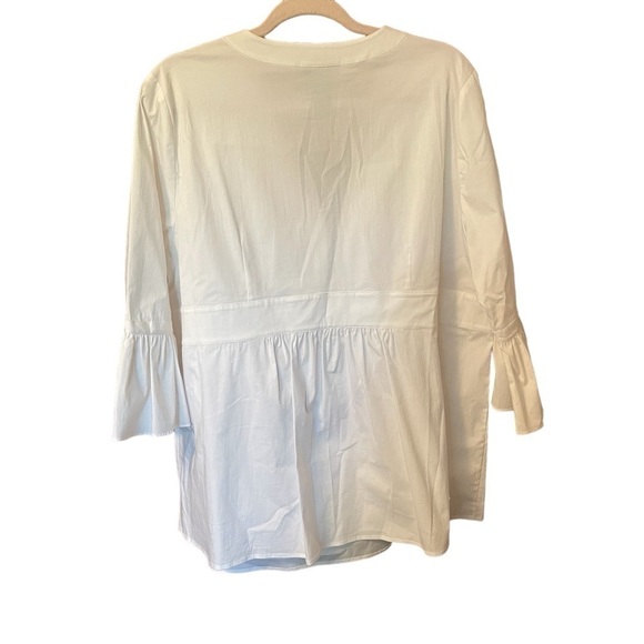 Lane Bryant Pullover White/Blouse-Pleated- Lace Up-Bell Sleeves- Sizes 18-20 - Picture 3 of 9